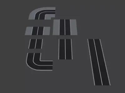 Low-poly roads Free low-poly 3D model