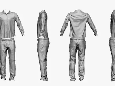 001284 mans pink top and white pants Low-poly 3D model