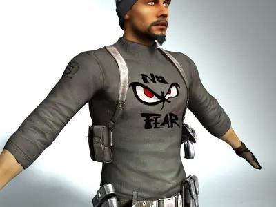 The Dude man in camouflage clothing Low-poly 3D model