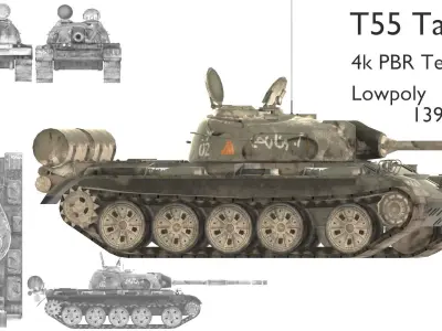 Tank-T55 toy tank Low-poly 3D model