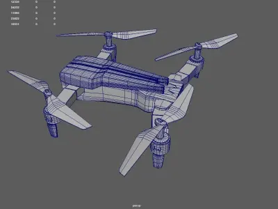 Drone with propellers Low-poly 3D model