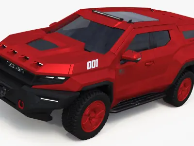 Red SUV Rezvani Vengeance Simplified 3D model