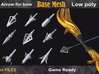 50 Arrow for bow basemesh vol 3 Low-poly 3D model