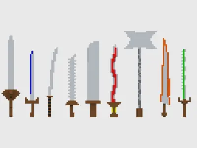 Voxel Weapon Low-poly 3D model