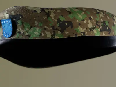 Military Beret Helmet Hat Camo green Low-poly 3D model