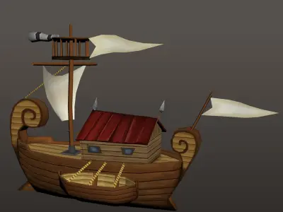 Adventure Cartoon Ship Low-poly 3D model