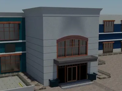 Commerical Building Low-poly 3D model