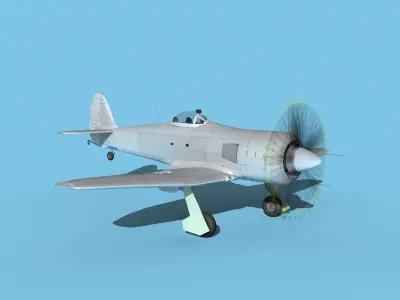Hawker Sea Fury MKII Bare Metal 3D model