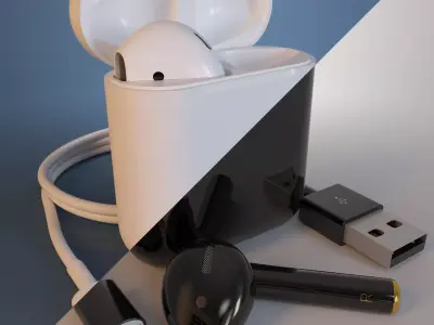 Apple AirPods Wireless White and Jet Black 3D model