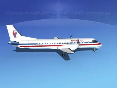 SAAB 2000 American Eagle 3D model
