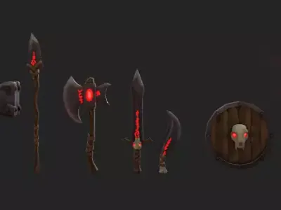 Beastman Battle Pack Game Ready Fantasy Weapons Low-poly 3D model