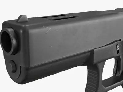 Police Tactical Pistol with Bullet Low-poly 3D model