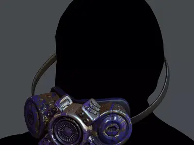 Gas mask helmet 3d model scifi Low-poly Low-poly 3D model 8