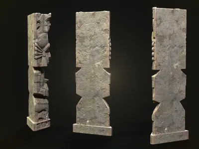 Statue Aztec medicine man Low-poly 3D model