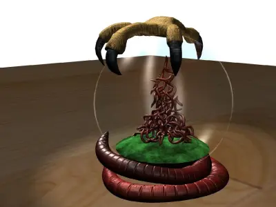 Bird Earthworm Snow Globe 3D model