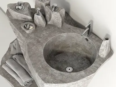 Washing stone bathroom 3D model