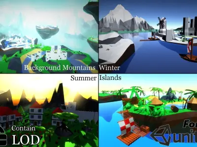 Low poly world creator kit Low-poly 3D model