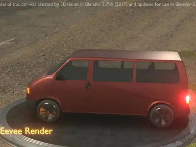 City Car 83 Commercial Minibus Type-C Brown Low-poly 3D model