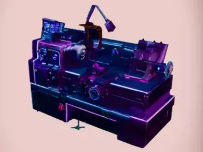 Cyberpunk Industrial Lathe - Sci-Fi Manufacturing Asset Low-poly 3D model