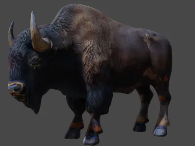 bison bull 3d free Free low-poly 3D model