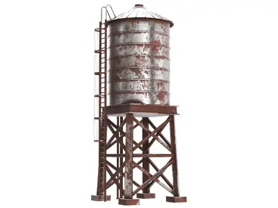 Detailed Rusted Water Tank 3D model