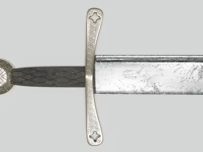 Falchion One-Handed Sword Low-poly 3D model