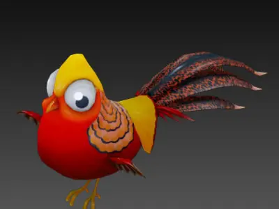 Golden pheasant Low-poly 3D model