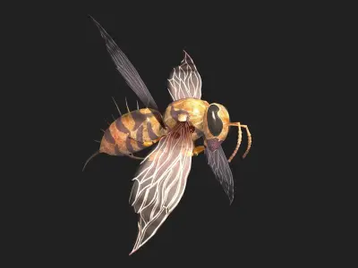 animated bee Low-poly 3D model