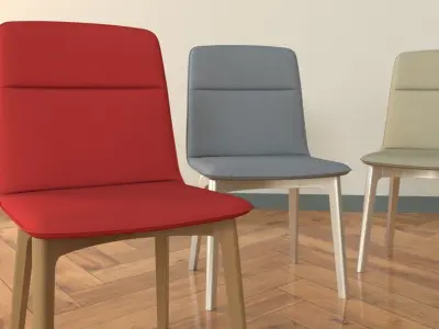 Armchair 3D Model four different colored chairs Free low-poly 3D model