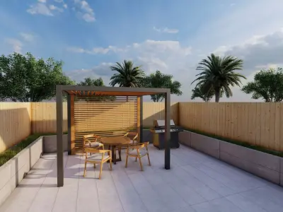 Modern prergola with BBQ Area-Free Model Free low-poly 3D model