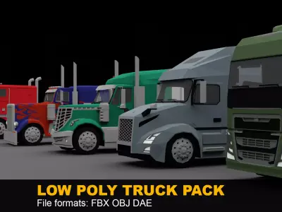 LOW POLY - TRUCK PACK Low-poly 3D model