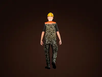 High Quality Female Army Worker Low-poly 3D model