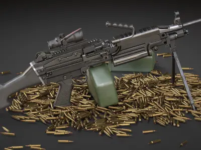 AAA M249 Game Ready PBR Low-poly 3D model