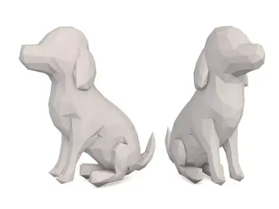 Low Poly Dog polygonal Low-poly 3D model
