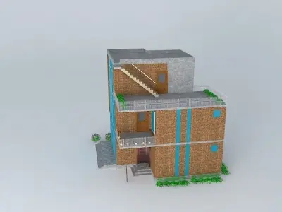 Small building at a coastal region 3D model
