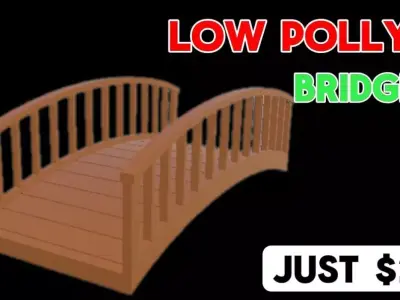 Low Polly bridge Low-poly 3D model