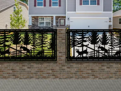 Deer-in-Garden-30x60-cm - dxf file - laser cut - plasma cut 3D model