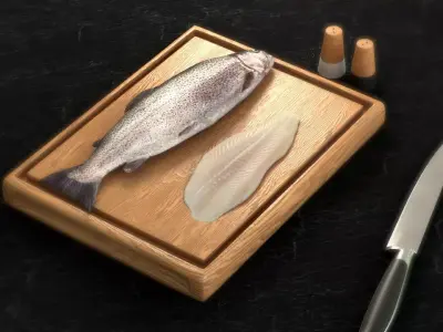 Trout and a Fish Fillet  3D model