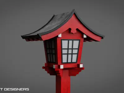 Japanese Toro - Lantern Low-poly 3D model