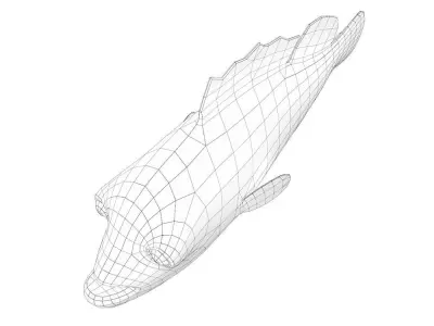 Giant Grouper Animated Fish Cartoon  Low-poly 3D model