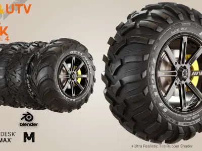 ATV UTV Tire Pack Bundle 4 Low-poly 3D model