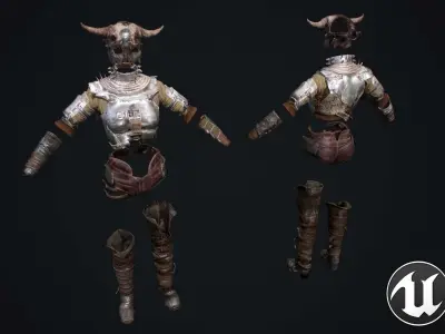 Female set 2 armor Low-poly 3D model
