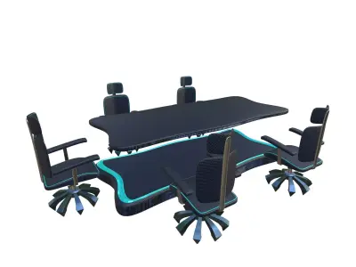 Futuristic Conference Table and Office Chair Set 2K PBR Model 3D model
