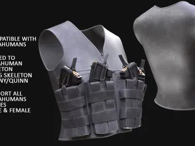 Vest 229 - All MH Bodies - UE5 Skeletons - Rigged Low-poly 3D model