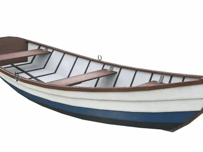 Painted Wooden Boat v2 Low-poly 3D model