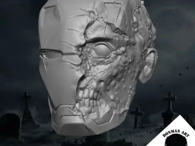 Iron Man Zombie Head for 6 inch action figures 3D print model
