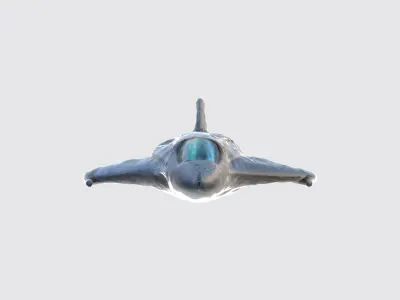 A sleek futuristic blue spacecraft 3D model