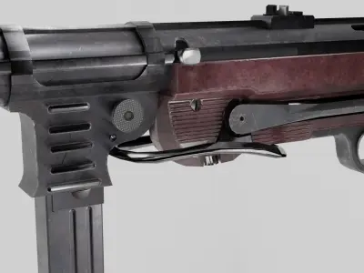 MP-40 machine gun Low-poly 3D model