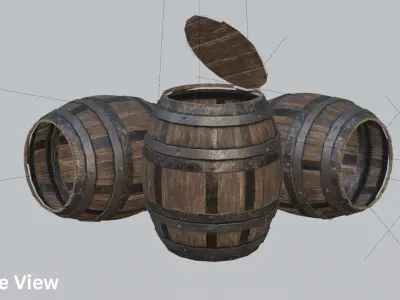 Low Poly Wooden Barrel Game Ready 3D Model Free Download Free low-poly 3D model