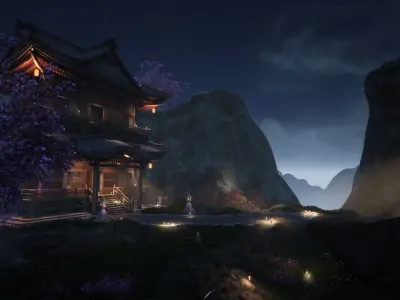 Hidden Shrine UE4 environment Low-poly 3D model